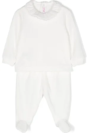 Il gufo Ruffle-collar velvet-effect trousers set