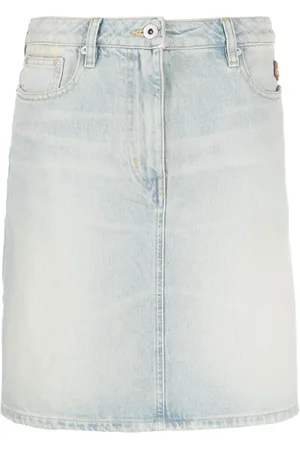 Kenzo Floral-embroidered denim skirt
