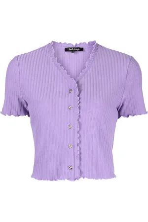 tout a coup Ribbed-knit ruffled-detail cardigan