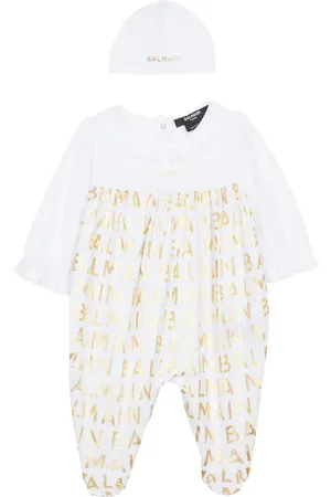Balmain Jacquard logo-motif cotton babygrow set