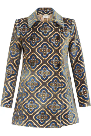 Etro Floral-jacquard double-breasted coat