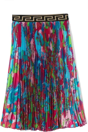 VERSACE Floral-print pleated skirt