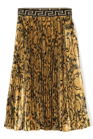 VERSACE Baroque-print pleated skirt