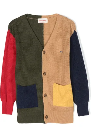 Bobo Choses Colour-block wool-blend cardigan