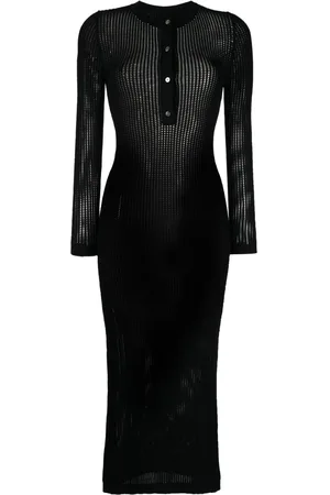 Cynthia Rowley Henley knitted long-sleeve dress