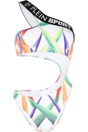 Philipp Plein Graphic-print one-shoulder swimsuit