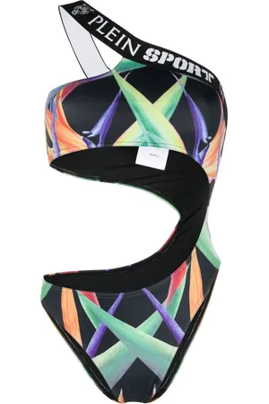 Philipp Plein Graphic-print one-shoulder swimsuit