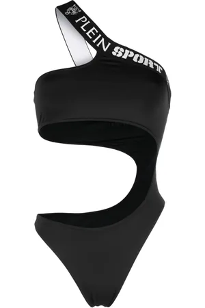 Philipp Plein Logo-tape one-shoulder swimsuit