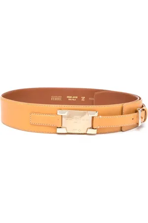 Gianfranco Ferré 1990s logo-plaque leather buckle belt