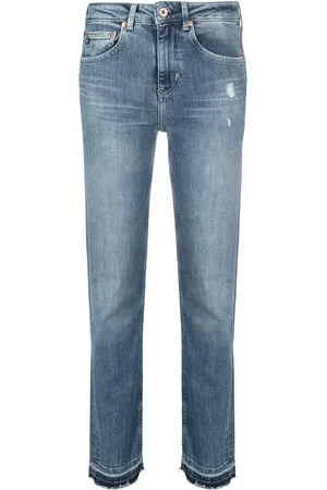 AG Jeans Girlfriend distressed tapered jeans