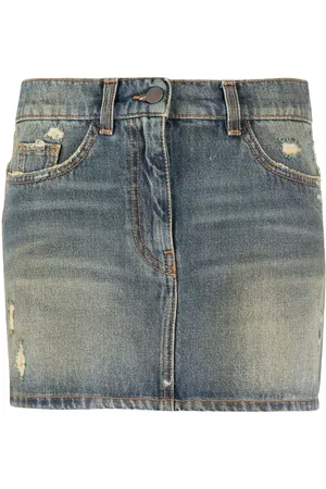 Palm Angels Ripped denim miniskirt