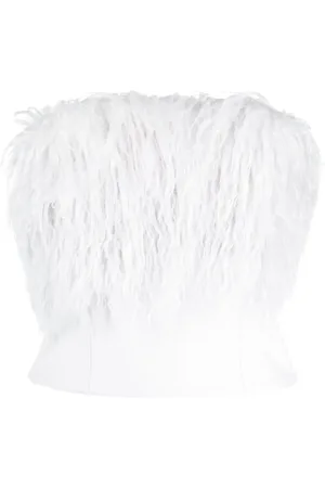 Patrizia Pepe Fur-detailing strapless top