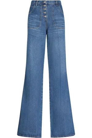 Etro Floral-embroidered flared jeans