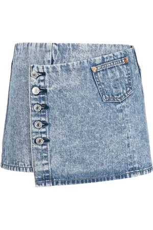 RE/DONE Low-rise acid-washed skirt