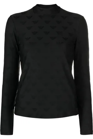 Emporio Armani Logo-jacquard high-neck T-shirt
