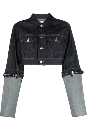 COPERNI Contrast-sleeve cropped denim jacket