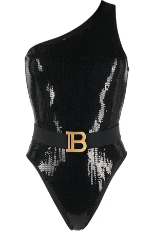 Balmain Sequined one-shoulder swimsuit