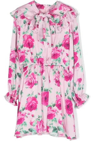 MISS BLUMARINE Logo-embroidered floral-print dress