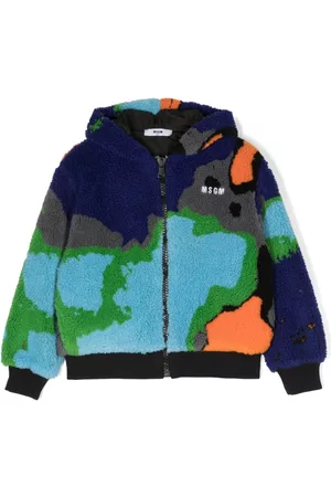 Msgm Logo-embroidered shearling jacket