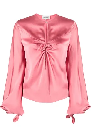 DEL CORE Satin-finish knot-detail blouse