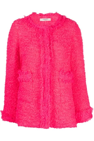 CHARLOTT Round-neck frayed tweed jacket