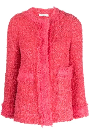 CHARLOTT Round-neck frayed tweed jacket