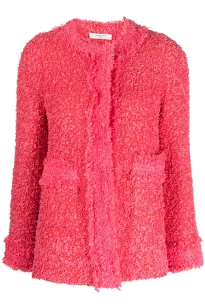 CHARLOTT Round-neck frayed tweed jacket