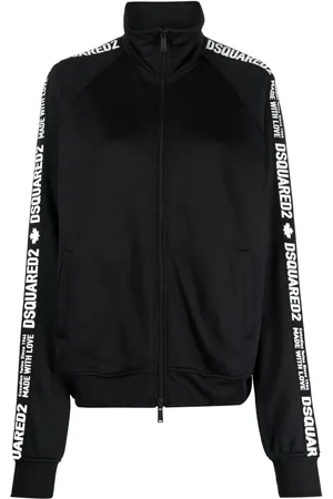 Dsquared2 Logo-stripes zip-up cotton sweatshirt