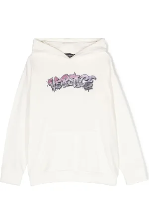 VERSACE Logo-embroidered cotton hoodie