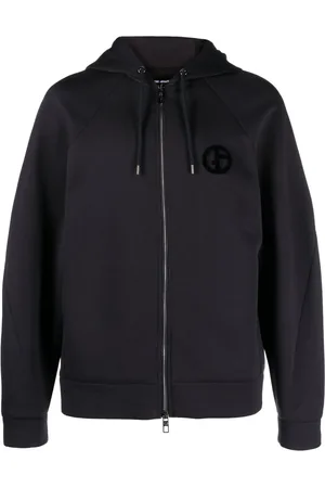 Giorgio Armani Logo-embroidered zip-up hoodie