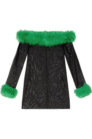 Heron Preston Faux-fur off-shoulder dress