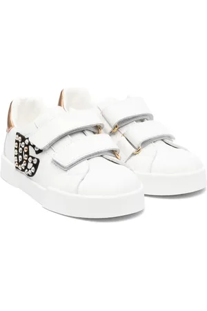 Dolce & Gabbana Crystal-embellished logo leather sneakers