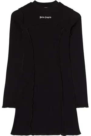 Palm Angels Logo-embroidered ribbed minidress