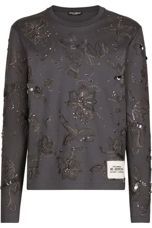 Dolce & Gabbana Embroidered long-sleeved cotton T-shirt