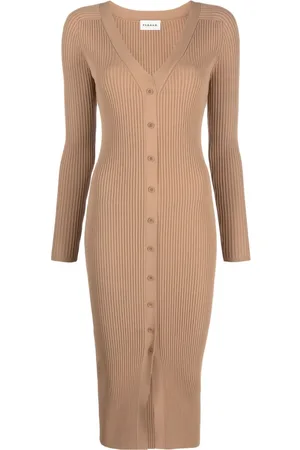 P.A.R.O.S.H. Ribbed-knit button-up midi dress