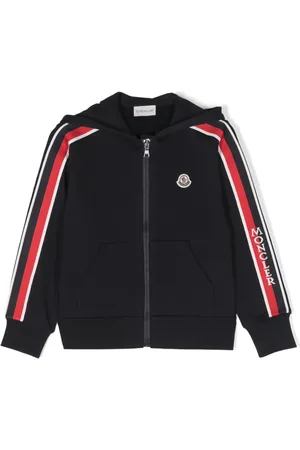 Moncler Logo-stripe cotton zip-up hoodie