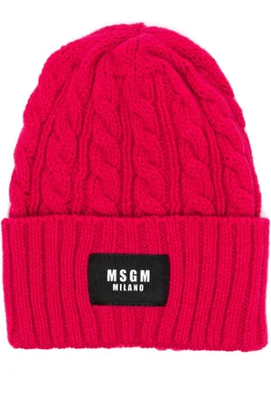 Msgm Cable-knit logo-tag beanie