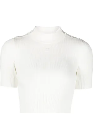 Courrèges Logo-embroidered ribbed crop top