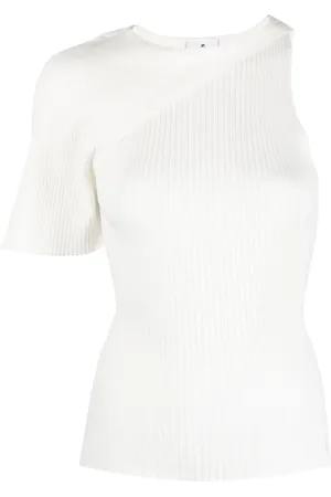 Courrèges Asymmetric ribbed-knit top