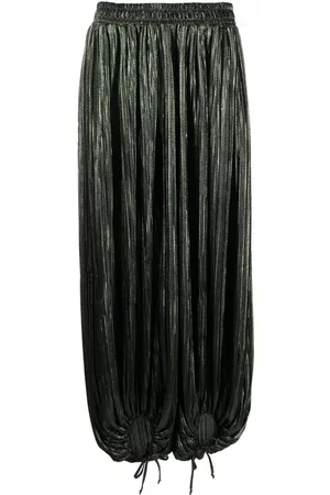 Styland Metallic-effect pleated cropped trousers