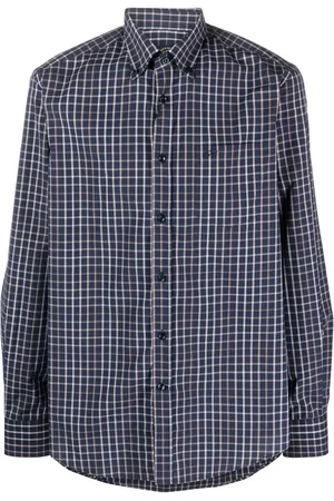 Paul & Shark Grid-pattern organic-cotton shirt