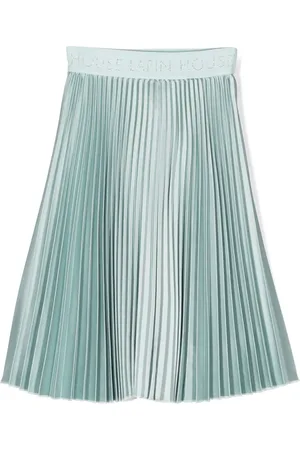 Lapin House Fully-pleated logo-waistband skirt
