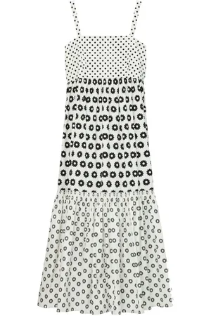 Tory Burch Graphic-print square-neck flared dress