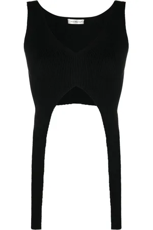 There Was One Asymmetric knitted cropped top
