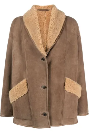 SALVATORE SANTORO Faux shearling-trim leather jacket