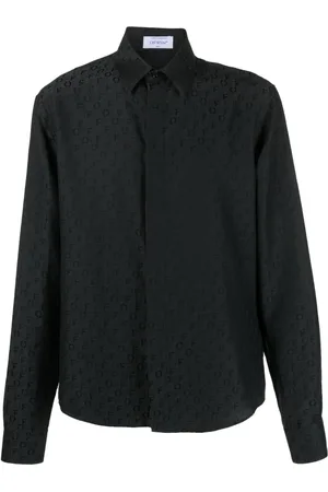 OFF-WHITE Logo-print silk-cotton shirt