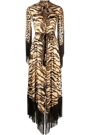 Roberto Cavalli Leopard-print fringe dress