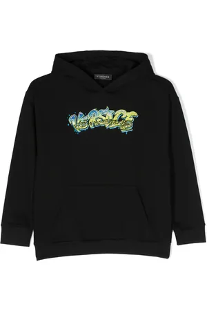 VERSACE Logo-embroidered cotton hoodie