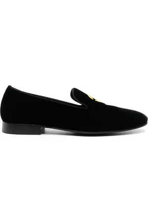 Roberto Cavalli Monogram-motif velvet loafers