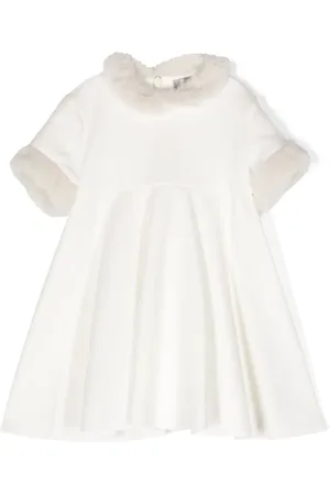 Il gufo Faux-fur pleated dress